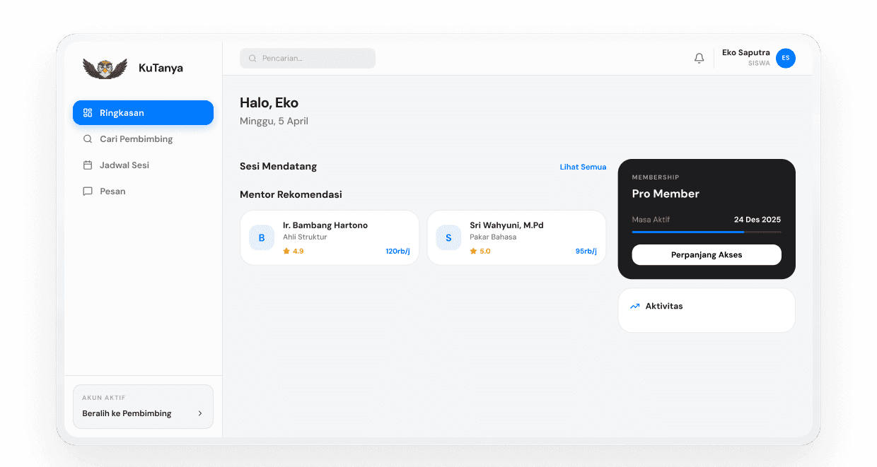 Preview Dashboard KuTanya